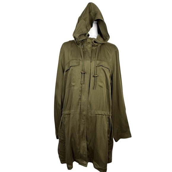 Eileen Fisher Jackets & Blazers - Eileen Fisher Polished Anorak Jacket Hooded Full Zip Olive Womens XL Sustainable